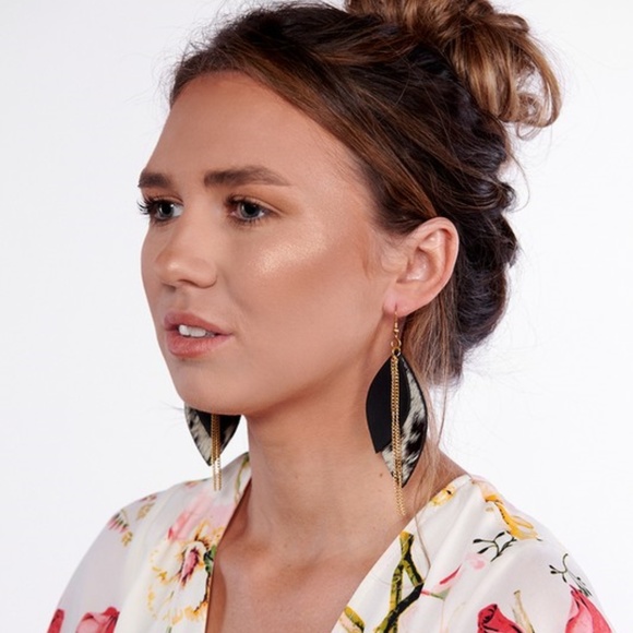 Leather Chain Tassel Drop Earrings - Picture 2 of 2